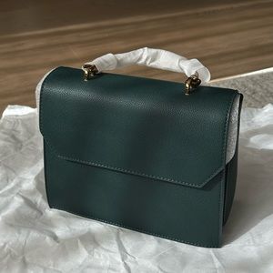 Charles & Keith Dark Green Clip Caviar Handbag - Brand New